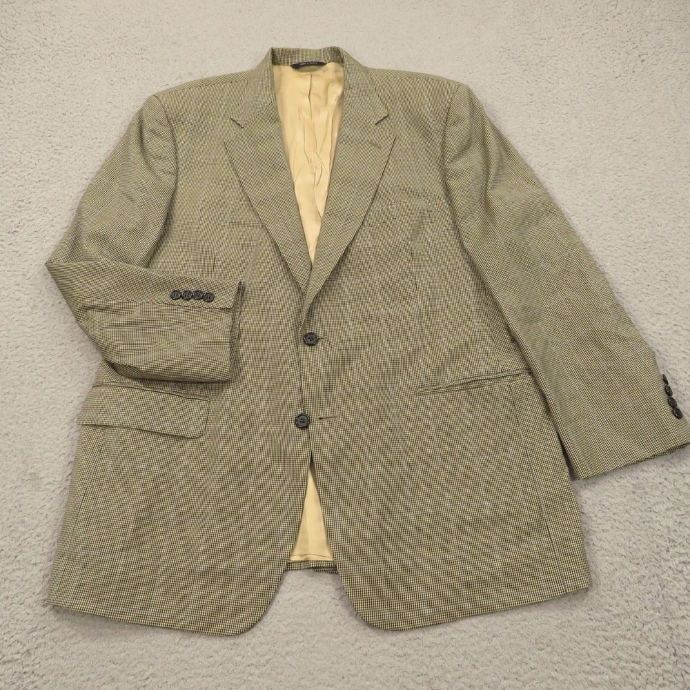Brooks Brothers 44R Wool Cashmere Houndstooth Sport Coat Blazer Beige Check Mens